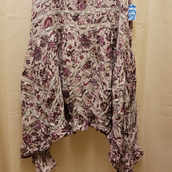 New Free People Voile Lace Slip Dress Taupe Combo - Picture 4 of 4